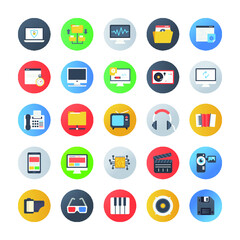 Flat Rounded Entertainment Icons
