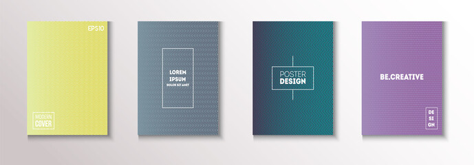 Folded Minimal Cover Vector Set. 80s Neon Music Poster. Textured 