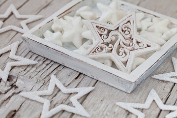 Nordic Christmas Still Life On White Wood