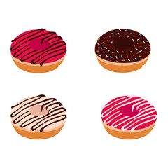Set of colorful donuts isometric view vector
