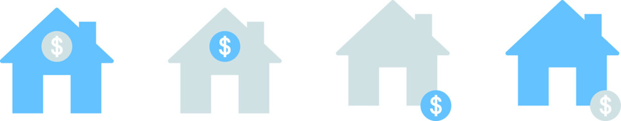 house icon with price, coin, dollar sign, sale of apartment