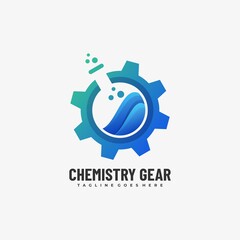 Vector Logo Illustration Chemistry Gear Gradient Colorful Style.