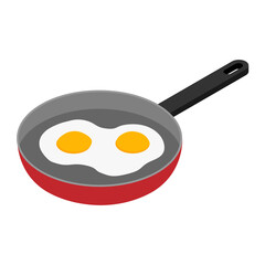 Fried eggs in a frying pan isolated. Food. Breakfast. Healthy food