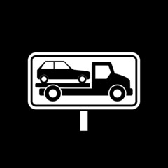 Towed car sign icon isolated on dark background