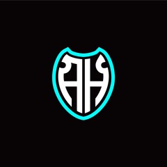 Initial A H letter with shield modern style logo template vector