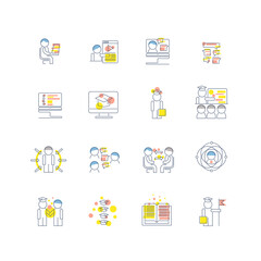 Set of business and education vector line icons. Info-graphic elements for presentation.