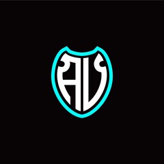 Initial A V letter with shield modern style logo template vector