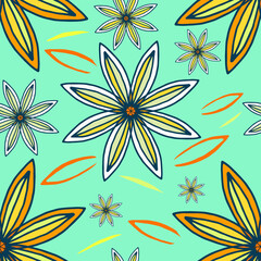 Fototapeta na wymiar seamless floral bright pattern hand drawn flowers vector image