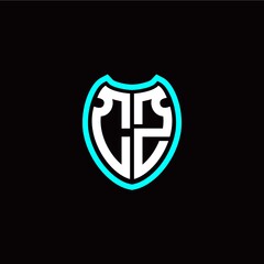 Initial C Z letter with shield modern style logo template vector