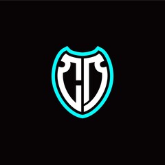 Initial C D letter with shield modern style logo template vector