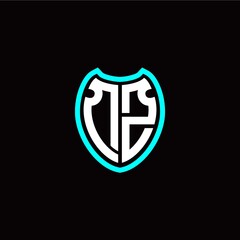 Initial D Z letter with shield modern style logo template vector