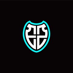 Initial E Z letter with shield modern style logo template vector