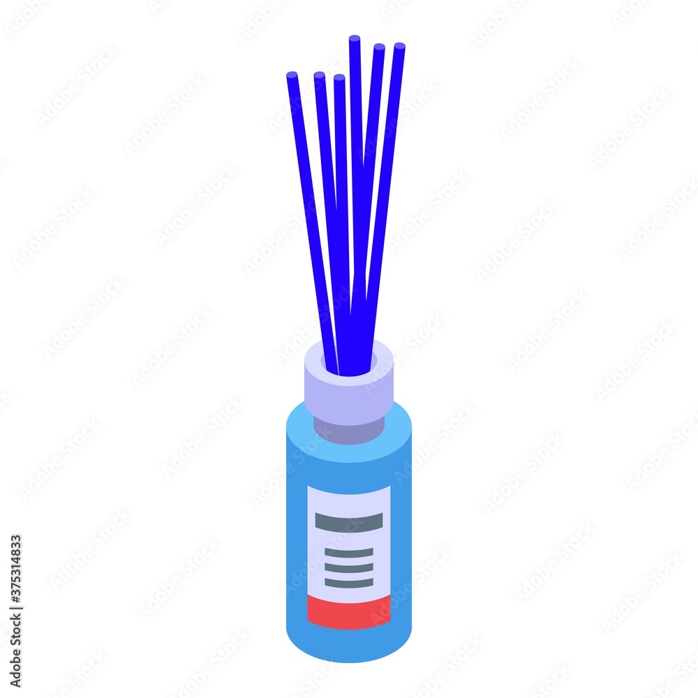 Poster blue sticks diffuser bottle icon. isometric of blue sticks diffuser bottle vector icon for web desig