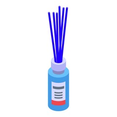 Blue sticks diffuser bottle icon. Isometric of blue sticks diffuser bottle vector icon for web design isolated on white background