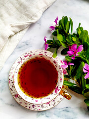 Cape periwinkle with a cup of tea