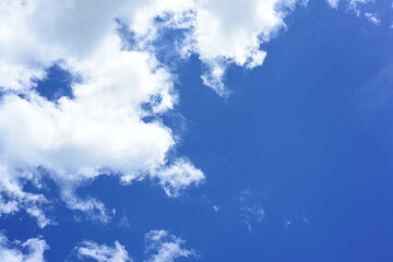 The blue sky with beautiful clouds on a sunny day.