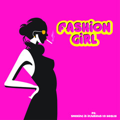 Fashion Girl Smoking Vector design - Fashion Girl silhouette - Fashion Lady Vector design - Fashion Girl Graphic