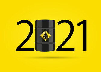  2021 with oil barrel. happy new year 2021
