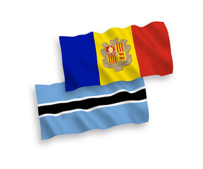 Flags of Andorra and Botswana on a white background