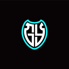 Initial G Y letter with shield modern style logo template vector