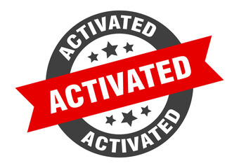 activated sign. round ribbon sticker. isolated tag