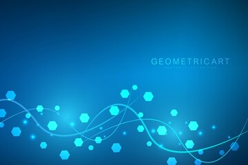 Modern futuristic background of the scientific hexagonal pattern. Virtual abstract background with particle, molecule structure for medical, technology, chemistry, science. Social network vector