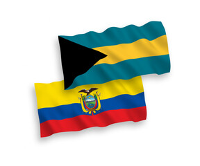 Flags of Commonwealth of The Bahamas and Ecuador on a white background