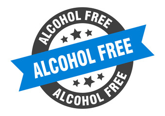 alcohol free sign. round ribbon sticker. isolated tag