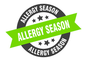 allergy season sign. round ribbon sticker. isolated tag