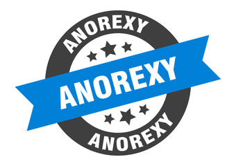 anorexy sign. round ribbon sticker. isolated tag