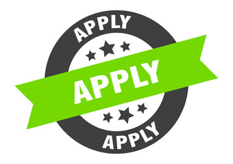 Obraz premium apply sign. round ribbon sticker. isolated tag