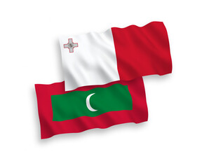 Flags of Malta and Maldives on a white background