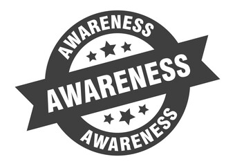 awareness sign. round ribbon sticker. isolated tag