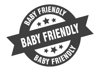 baby friendly sign. round ribbon sticker. isolated tag