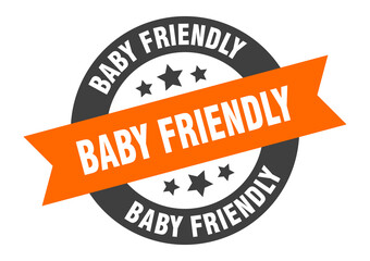Fototapeta premium baby friendly sign. round ribbon sticker. isolated tag