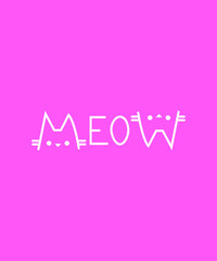 Meow Artistic typography design - Minimal Cat Meow Design