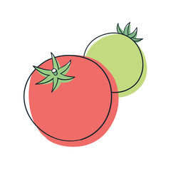 赤色と緑色のトマト