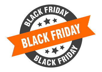 Fototapeta premium black friday sign. round ribbon sticker. isolated tag