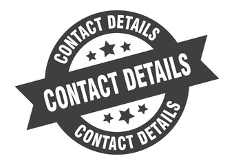 contact details sign. round ribbon sticker. isolated tag
