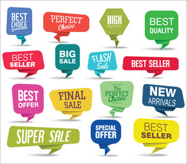 Collection of sale discount and promotion banners and labels