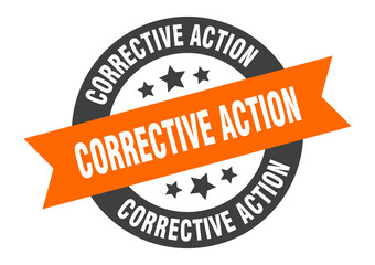 Fototapeta premium corrective action sign. round ribbon sticker. isolated tag