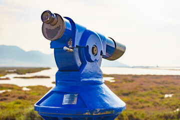 Tourist binoculars in Las Salinas, Cabo de Gata, Spain