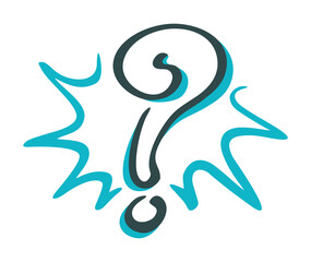 Drawn question mark - isolated vector sign for FAQ, suppurt, information