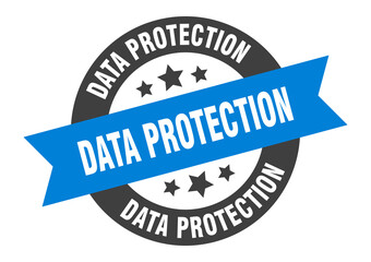 data protection sign. round ribbon sticker. isolated tag