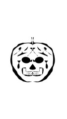 pumpkin illustration with scary skull face. very suitable for halloween celebrations