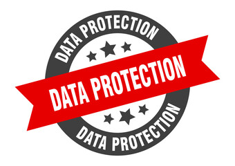 data protection sign. round ribbon sticker. isolated tag