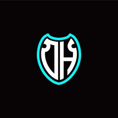 Initial O H letter with shield modern style logo template vector