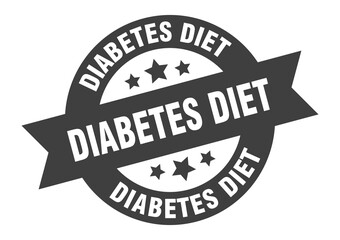 diabetes diet sign. round ribbon sticker. isolated tag