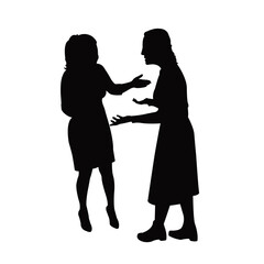 two women making chat, silhouette vector