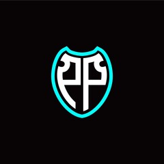 Obraz premium Initial P P letter with shield modern style logo template vector